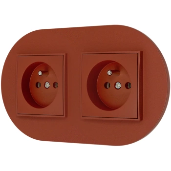 Dwa gniazda pojedyncze z ramką okrągłą seria MINI kolor terakota