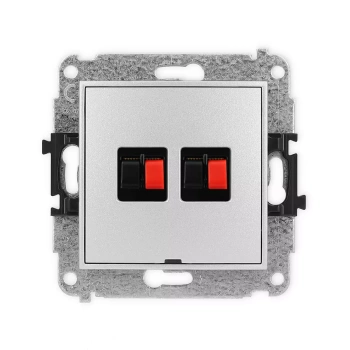 Mechanizm gniazda głośnikowego podwójnego, bez pola opisowego Karlik seria ICON 7IGGBO-2 kolor srebrny metalik