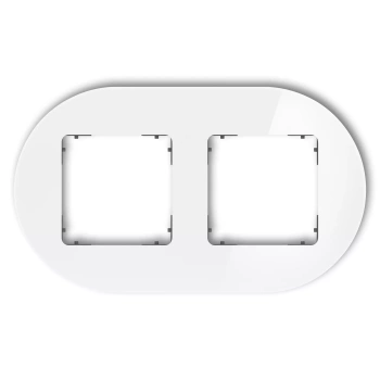 Ramka uniwersalna podwójna okrągła - efekt szkła ramka: biała; spód: grafitowy mat Karlik seria ICON 0-28-IRSO-2 kolor biały