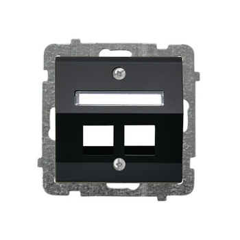 Obudowa gniazda podwójnego typu Keystone skośna seria SONATA kolor Czarny metalik symbol GPK-2RS/p/33