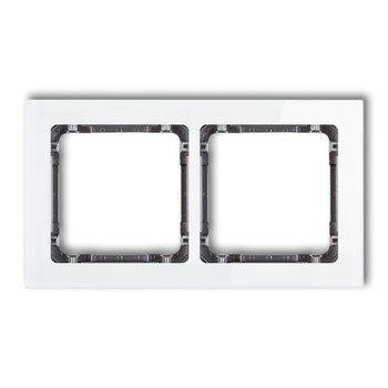 Ramka uniwersalna podwójna - efekt szkła ramka: biała; spód: grafitowy Karlik seria DECO 0-11-DRS-2 kolor biały