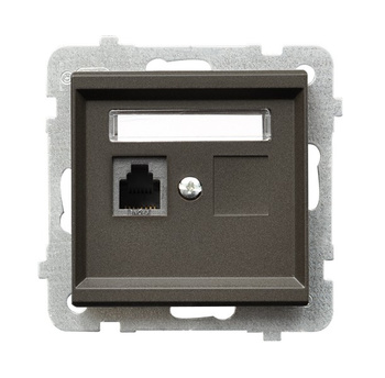 Gniazdo telefoniczne pojedyncze seria SONATA kolor Czekoladowy metalik symbol GPT-1R/m/40