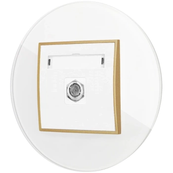 Gniazdo antenowe 1x z ramką okrągłą efekt szkła seria ICON kolor biały/złoty