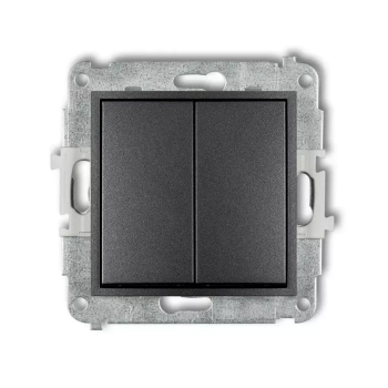 Mechanizm łącznika jednobiegunowego ze schodowym bez piktogramów, osobne zasilanie Karlik seria MINI 11MWP-10.21 kolor grafitowy