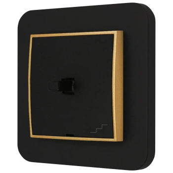 Włącznik schodowy w stylu USA ramka zaokrąglona seria Mini kolor czarny mat/złoty