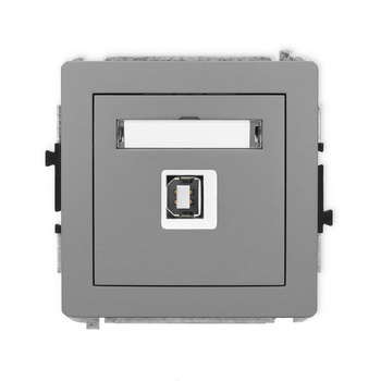 Mechanizm gniazda pojedynczego USB A-B 2.0 Karlik seria DECO 27DGUSB-3 kolor szary mat