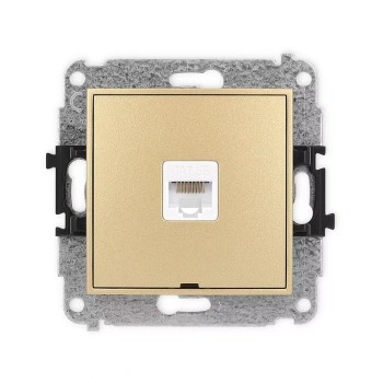 Mechanizm gniazda komputerowego pojedynczego 1xRJ45, kat. 5e, 8-stykowy, bez pola opisowego Karlik seria ICON 29IGKBO-1 kolor złoty