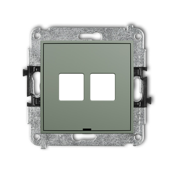 Mechanizm gniazda multimedialnego podwójnego bez modułu, bez pola opisowego standard Keystone Karlik seria ICON 61IGMBO-2P kolor szałwiowy