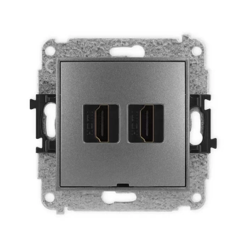Mechanizm gniazda podwójnego HDMI 2.0, 4K, bez pola opisowego Karlik seria MINI 11MHDMIBO-4 kolor grafitowy