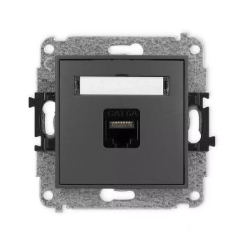 Mechanizm gniazda komputerowego pojedynczego 1xRJ45, kat. 6A, 8-stykowy Karlik seria ICON 28IGK-7 kolor grafitowy mat