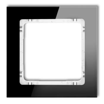 Ramka uniwersalna pojedyncza - efekt szkła ramka: czarna; spód: biały Karlik seria DECO 12-0-DRS-1 kolor czarny