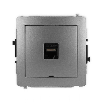 Mechanizm gniazda komputerowego pojedynczego 1xRJ45, kat. 6A, 8-stykowy, bez pola opisowego Karlik seria DECO 11DGKBO-7 kolor grafitowy