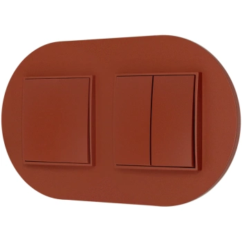 Dwa włączniki pojedynczy i podwójny z ramką okrągłą seria MINI kolor terakota