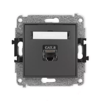 Mechanizm gniazda komputerowego pojedynczego 1xRJ45, kat. 8, ekranowany, 8-stykowy Karlik seria MINI 28MGK-11 kolor grafitowy mat