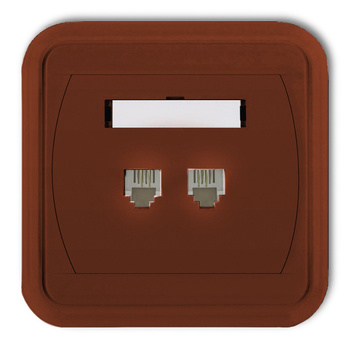 Gniazdo telefoniczne podwójne 2xRJ11, 4-stykowe Karlik seria LIZA 4GLT-2 kolor brązowy