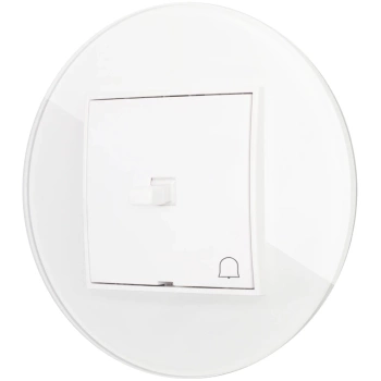 Włącznik dzwonkowy w stylu USA ramka okrągła efekt szkła seria ICON kolor biały