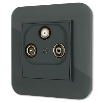 Gniazdo rtv-sat z ramką zaokrągloną efekt szkła seria ICON kolor grafitowy mat