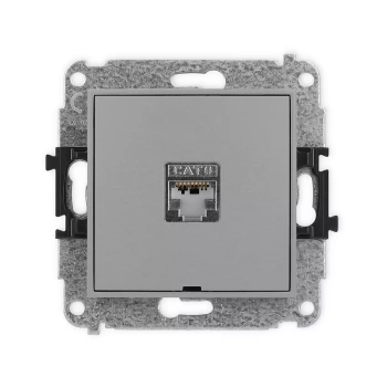 Mechanizm gniazda komputerowego pojedynczego 1xRJ45, kat. 6, ekranowany, 8-stykowy, bez pola opisowego Karlik seria ICON 27IGKBO-5 kolor szary mat