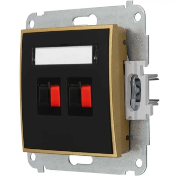 Gniazdo głośnikowe podwójne bez ramki mini kolor czarny mat/złoty