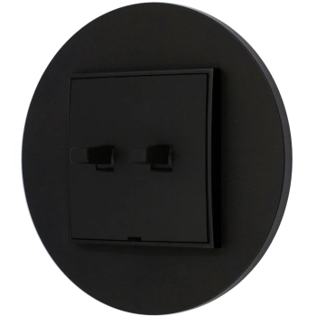 Włącznik podwójny w stylu USA ramka okrągła seria Mini kolor czarny mat