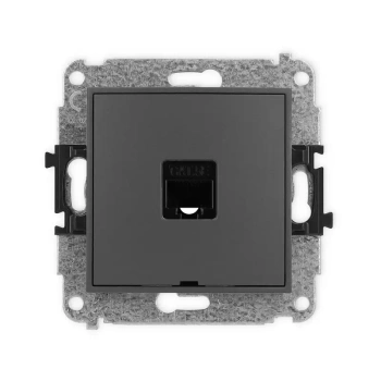 Mechanizm gniazda komputerowego pojedynczego 1xRJ45, kat. 5e, 8-stykowy, bez pola opisowego Karlik seria MINI 28MGKBO-1 kolor grafitowy mat