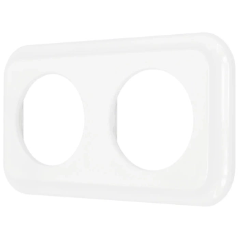 Ramka podwójna kwadratowa do łączników i gniazd 'Retro ceramic' - biała