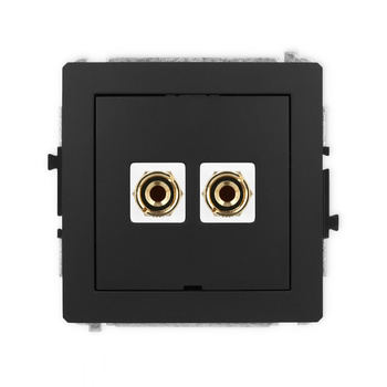 Mechanizm gniazda głośnikowego pojedynczego, bez pola opisowego typu banan - czerwony i czarny, pozłacany, 4 mm2, do lutowania Karlik seria DECO 12DGGBO-3 kolor czarny mat