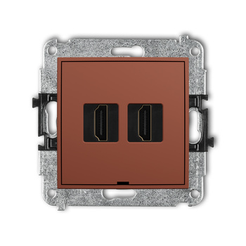 Mechanizm gniazda podwójnego HDMI 2.1, 8K, bez pola opisowego Karlik seria ICON 63IHDMIBO-6 kolor terakota