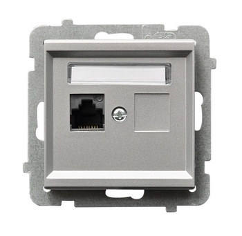 Gniazdo komputerowe pojedyncze, kat. 5e MMC seria SONATA kolor Srebro mat symbol GPK-1R/K/m/38