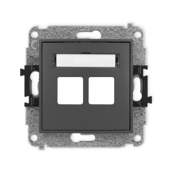 Mechanizm gniazda multimedialnego podwójnego bez modułu standard Keystone Karlik seria ICON 28IGM-2P kolor grafitowy mat
