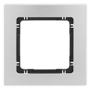 Ramka uniwersalna pojedyncza - aluminium szczotkowane ramka: srebrna; spód: czarny Karlik seria DECO 7-12-DRA-1 kolor srebrny