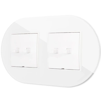 Dwa włączniki podwójne w stylu USA ramka okrągła efekt szkła seria ICON kolor biały