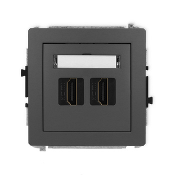 Mechanizm gniazda podwójnego HDMI 2.0, 4K Karlik seria DECO 28DHDMI-4 kolor grafitowy mat