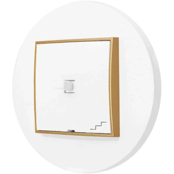Włącznik schodowy w stylu USA ramka okrągła seria Mini kolor biały mat/złoty