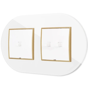 Włącznik pojedynczy i podwójny w stylu USA ramka okrągła efekt szkła seria ICON kolor biały/złoty