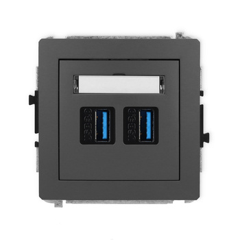 Mechanizm gniazda podwójnego 2xUSB A-A 3.0 Karlik seria DECO 28DGUSB-6 kolor grafitowy mat