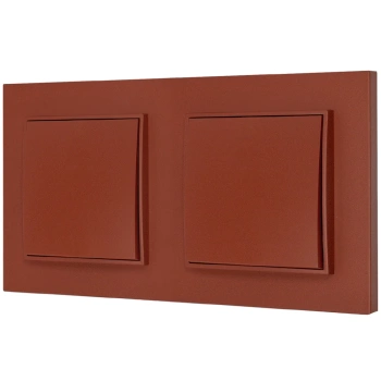 Dwa włączniki pojedyncze z ramką kwadratową seria MINI kolor terakota