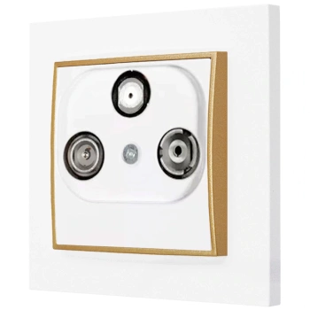 Gniazdo rtv-sat z ramką prostą seria MINI kolor biały mat/złoty