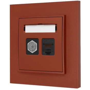 Gniazdo rj45/antenowe z ramką kwadratową seria MINI kolor terakota