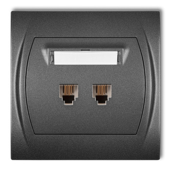 Gniazdo telefoniczne podwójne 2xRJ11, 4-stykowy Karlik seria LOGO 11LGT-2 kolor grafitowy