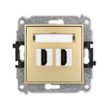 Mechanizm gniazda podwójnego HDMI 2.0, 4K Karlik seria ICON 29IHDMI-4 kolor złoty