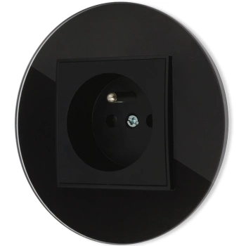 Gniazdo pojedyncze z ramką okrągłą efekt szkła seria ICON kolor czarny