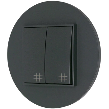 Włącznik krzyżowy podwójny z ramką okrągłą seria MINI kolor grafitowy mat