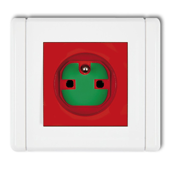 Gniazdo pojedyncze z uziemieniem 2P+Z DATA z kluczem Karlik seria FLEXI FGZK kolor czerwony