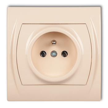 Gniazdo pojedyncze z uziemieniem 2P+Z bez przesłon torów prądowych Karlik seria LOGO 1LGP-1z kolor beżowy