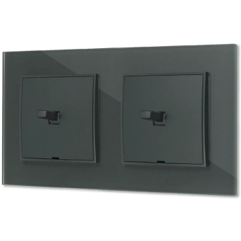 Dwa włączniki pojedyncze w stylu USA ramka kwadratowa efekt szkła seria ICON kolor grafitowy mat