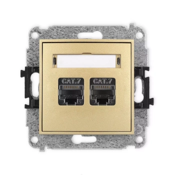 Mechanizm gniazda komputerowego podwójnego 2xRJ45, kat. 7, ekranowany, 8-stykowy Karlik seria ICON 29IGK-10 kolor złoty
