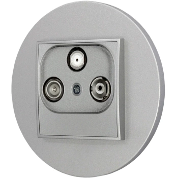 Gniazdo rtv-sat z ramką okrągłą seria MINI kolor srebrny