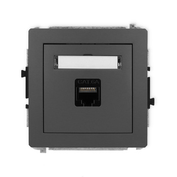 Mechanizm gniazda komputerowego pojedynczego 1xRJ45, kat. 6A, 8-stykowy Karlik seria DECO 28DGK-7 kolor grafitowy mat