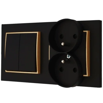 Włącznik i gniazdko bezpieczne dla dzieci kolor czarny mat/złoty 14